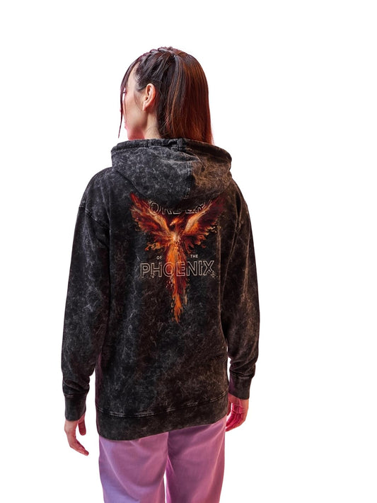 Bewakoof WomenS Graphic Print Oversized Fit Full Sleeve Hooded Neck Fleece Acid Wash Hoodies_628865_Black_L
