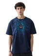 The Souled Store Trident Men and Boys Short Sleeves Roud Neck Blue Graphic Printed Cotton Oversized T-Shirts