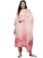 Varanga Women Peach Sciffli Kurta Paired With Tonal Bottom And Printed Dupatta