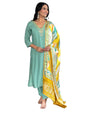 Naixa WomenS Firoji Viscose Embroidered Straight Kurta With Viscose Pant And Jaquard Silk Printed Dupatta Sets (Nx-461-Firoji-X