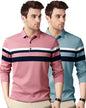 Noble Monk MenS (Combo Pack Of 2) -Regular Fit Polo T Shirt|Full Sleeves |Collar Tshirts | Casual T-Shirt For Men