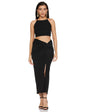 Ketch Polyester Blend Women Top With Skirt (Suit Set Black