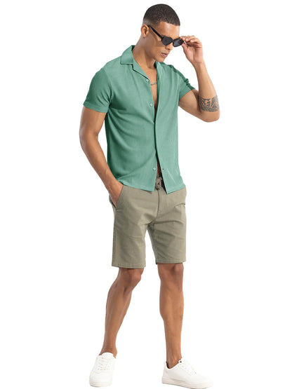 Noble Monk MenS Solid Casual Shirt |Half Sleeve | Regular Fit |Stylish Shirt For Men Malachite Green