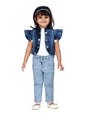 Aarika Girls A-Line Coat (DN-102_Denim Blue_34)