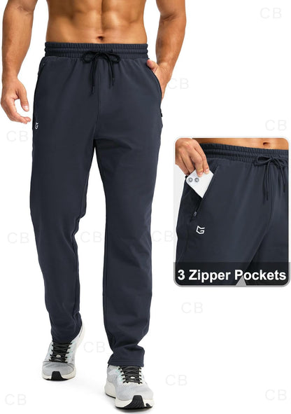 CB-COLEBROOK Mens Fleece Lined Winter Pants with 3 Zipper Pockets Warm Athletic Joggers Workout Running Sweatpants for Men Trec