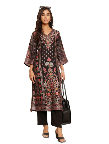 Varanga WomenS Viscose Rayon Kurta Set (Vset21166_Black