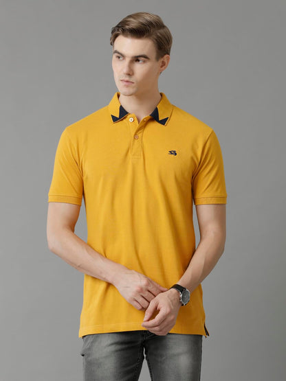 ADRO Premium Cotton Polo for Men (P23-H-PLN_Mustard)