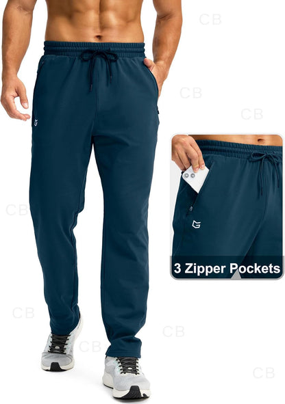 CB-COLEBROOK Mens Fleece Lined Winter Pants with 3 Zipper Pockets Warm Athletic Joggers Workout Running Sweatpants for Men Trec