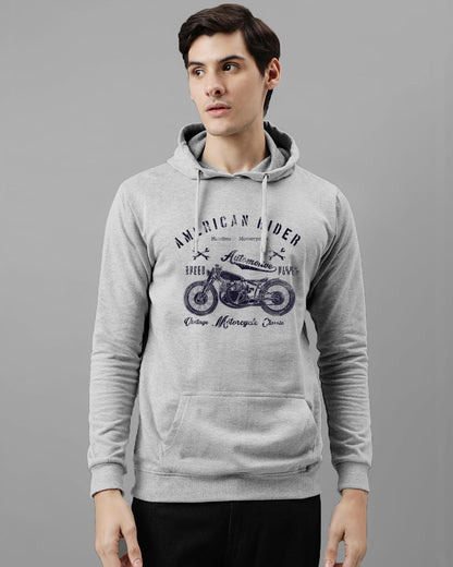 ADRO Men's Cotton Blend Neck Hooded Sweatshirt (H24-AME-GR)