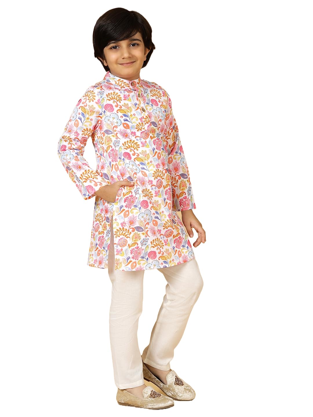 A.T.U.N. (ALL THINGS UBER NICE) Boys Rouge Floral Printed Kurta Pyjama Set