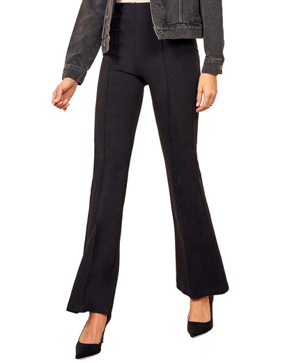 Digital Shopee Polyster Blend Bootcut Parallel Trouser Pants For Women Regular Fit, Bellbottom Straight Pants For Womens (Black,