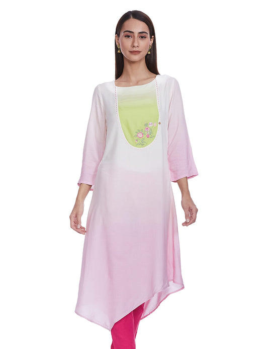W for Woman Bubblegum Pink Asymmetric Kurta