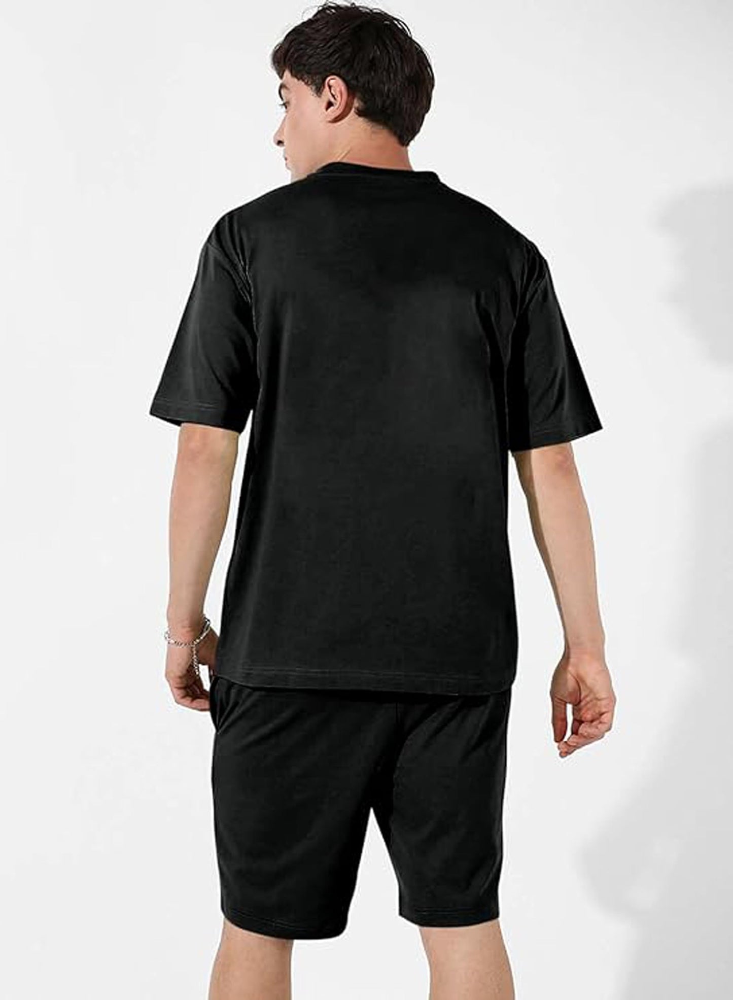 ELLITI Cotton Blend Casual Round Neck Printed T-Shirt and Shorts Set, Mens Pyjama Co-Ord Set, Sleepwear & Loungewear, Summer Ni