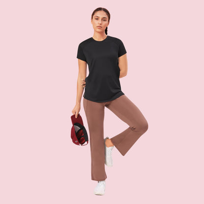 Enamor Womens Solid Relaxed Fit T-Shirt (A313_Jet Black