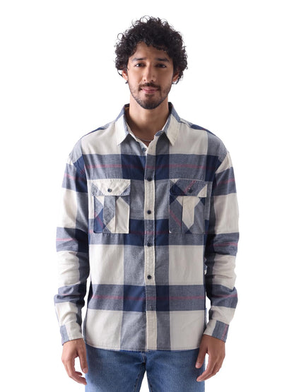 The Souled Store Plaid: Blue Haze (Utility) Men Utility Shirts