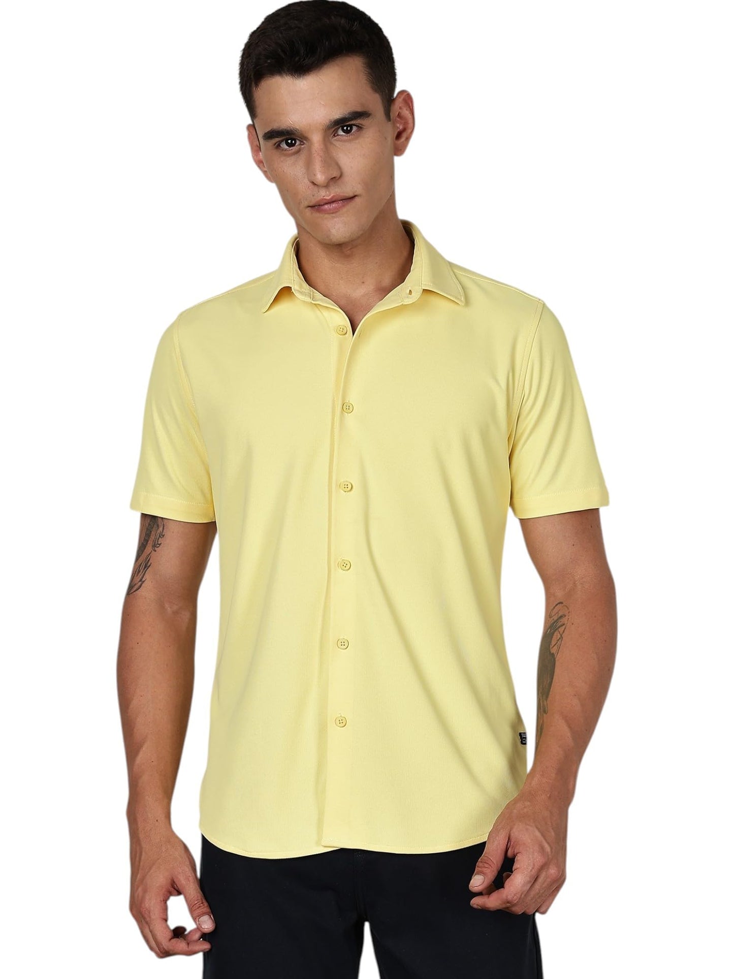 Thomas Scott Mens | Premium | Spread Collar | Slim Fit | Short Sleeves | 4 Way Stretch | Coolmax | Knitted | Casual | Shirts fo
