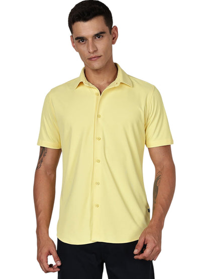 Thomas Scott Mens | Premium | Spread Collar | Slim Fit | Short Sleeves | 4 Way Stretch | Coolmax | Knitted | Casual | Shirts fo