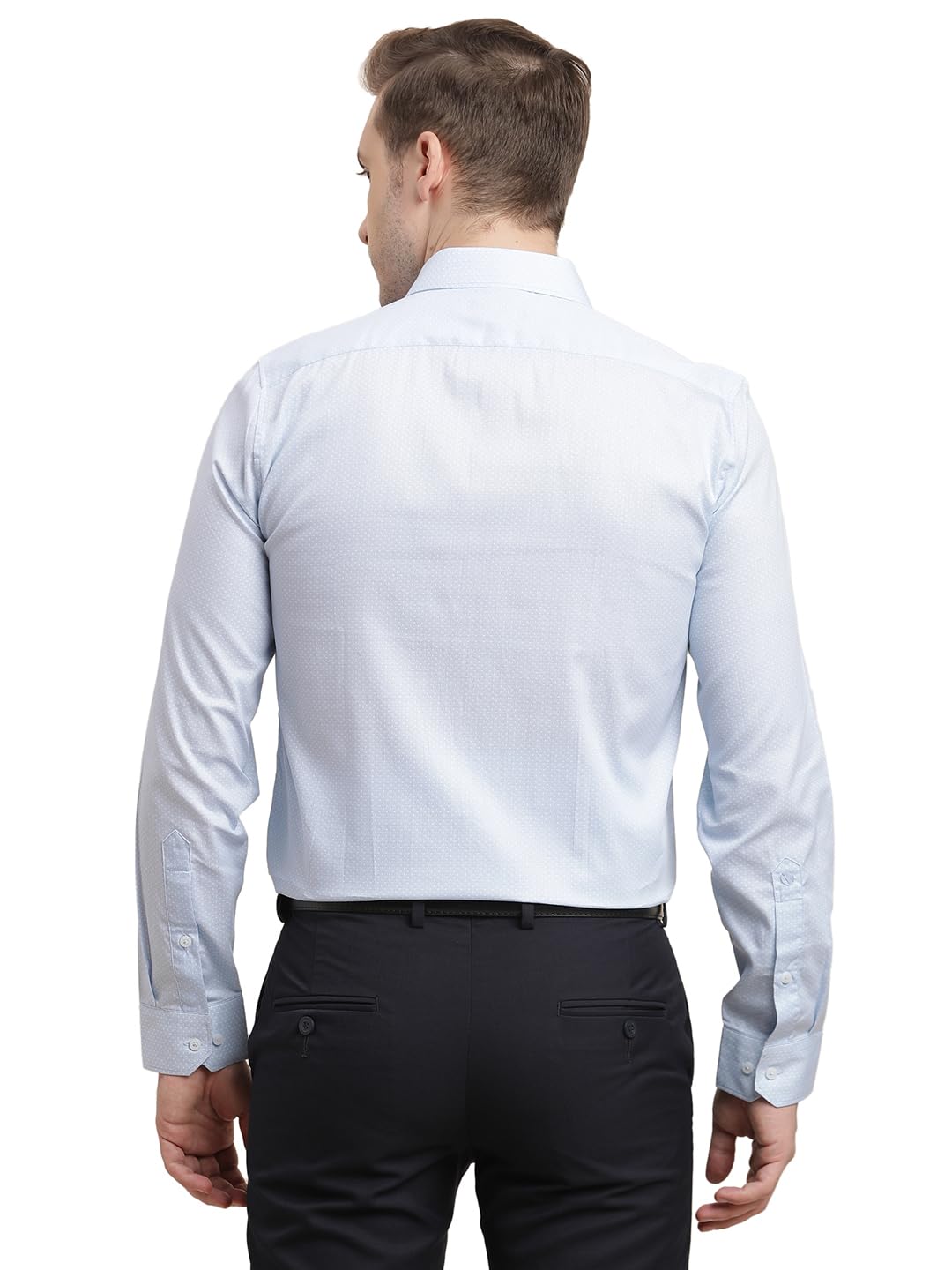 Turtle Men 100% Cotton Slim Fit Light Blue Printed Full Sleeve Formal Shirt