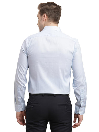 Turtle Men 100% Cotton Slim Fit Light Blue Printed Full Sleeve Formal Shirt