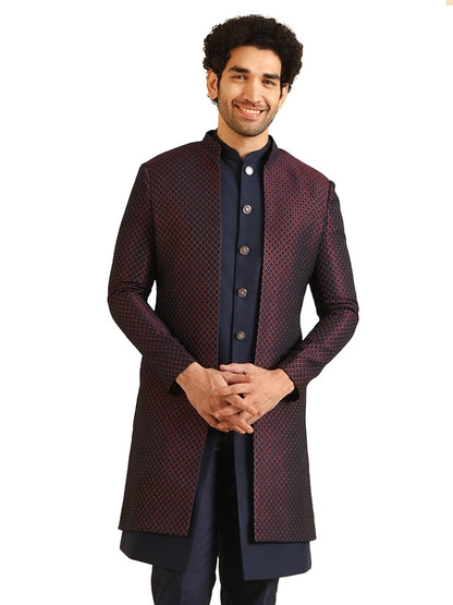 Kisah Jacket Sherwani Set For Men  Woven Design Jacquard Sherwani With Trouser | Ethnic & Formal Indian Outfit For Weddings, Cel
