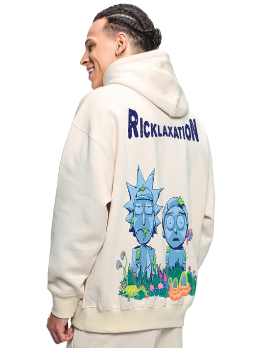 Bewakoof Official Rick And Morty Merchandise MenS Graphic Printed Oversized Fit Full Sleeve Hooded Neck Fleece Hoodies_627793_Be