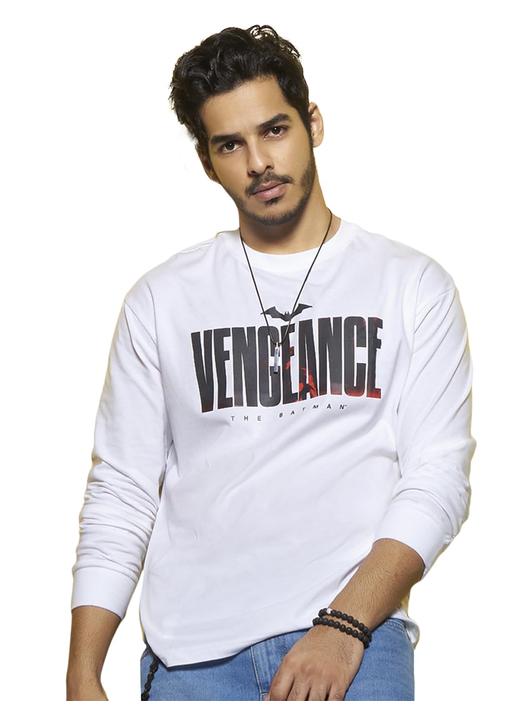 Bewakoof Mens Cotton Official Dc Merchandise Graphic Printed Oversized T-Shirt_624560_White_M