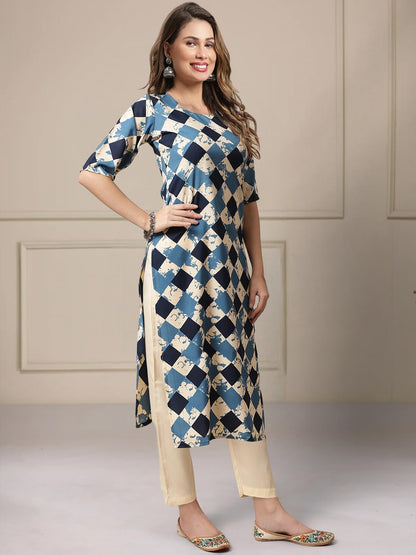 Tee Projekt Printed Crepe Kurti & Pant Set For Women Festival Wear Stylish Kurta Set