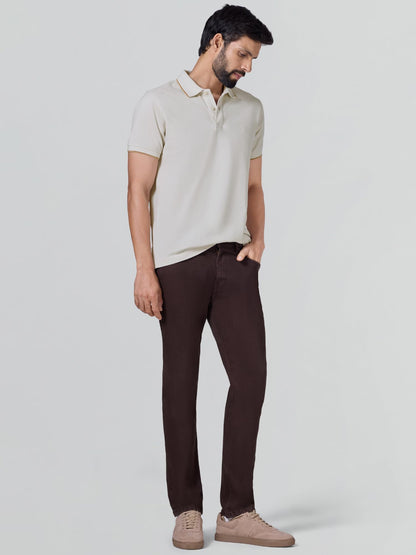 XYXX Accent Solid Halfsleeve Polo Tshirt for Men Pearl White