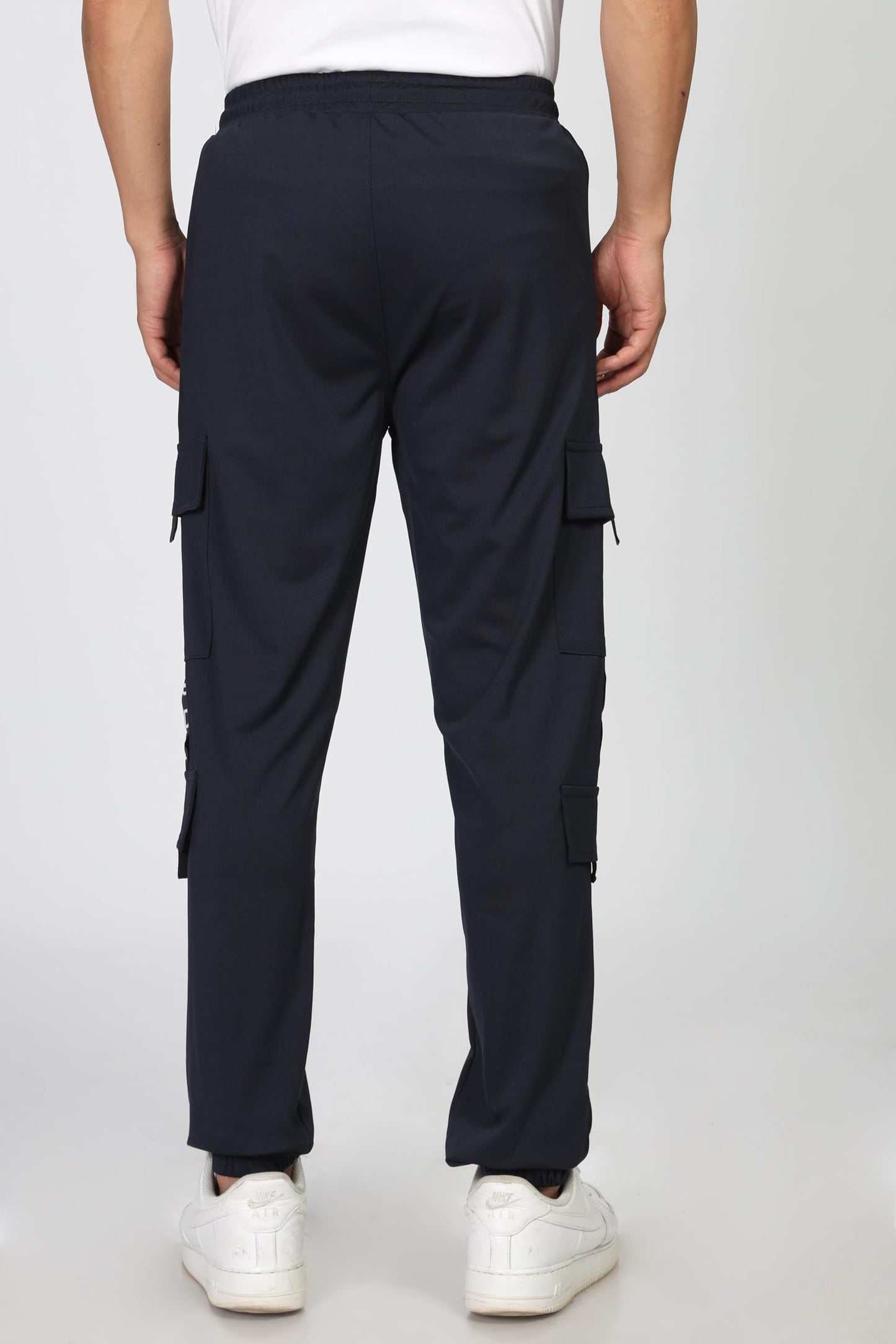 SHODOX Mens Casual Regular Fit Cargo Trackpant with Drawstring, Side Pockets & Elastic Bottom Navy