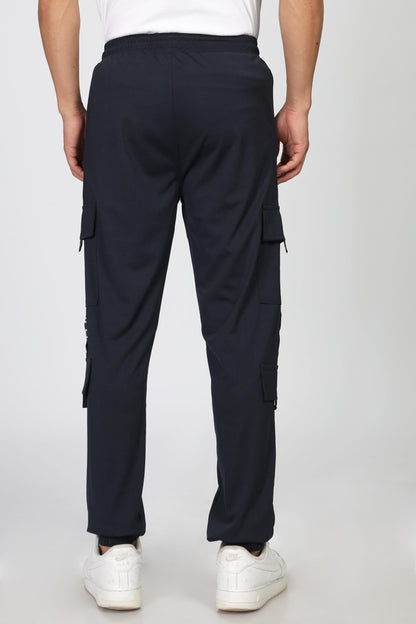 SHODOX Mens Casual Regular Fit Cargo Trackpant with Drawstring, Side Pockets & Elastic Bottom Navy