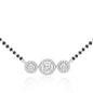 MINUTIAE Stylish Three Stone Pendant Necklace Black Beads Mangalsutra For Women With Extendable Chain (Silver)