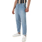 Campus Sutra Mens Light Blue Light-Wash Carrot Fit Denim Jeans | Stretchable Cotton Mid-Rise Denim Jeans Crafted with Comfort F
