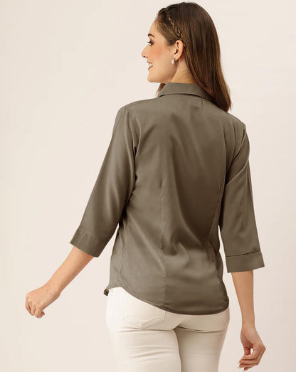 Noble Monk Women Regular Fit Solid Spread | Collar Casual Shirt | Solid Pattern | Formal Shirt For Women