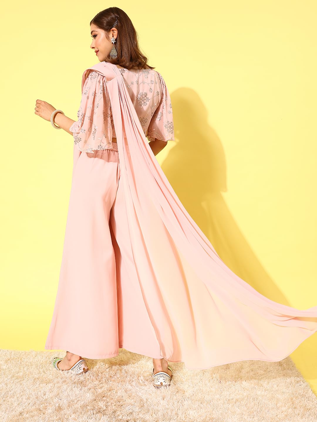 Libas WomenS Georgette Saree (34448_Pink)