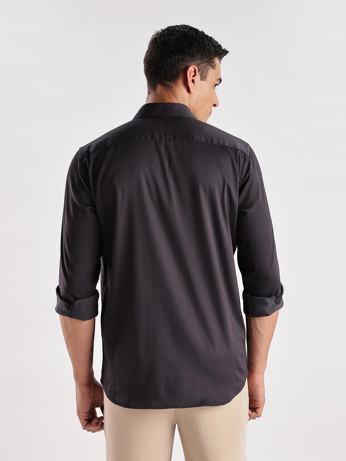 ADRO Mens Slim Fit Solid Casual Shirts | Plain Satin Evening Shirt | Stylish Office or Party Shirt | All Day Fresh Spread Colla