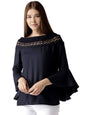 Style Quotient Women Solid Navy Viscose Rayon Smart Casual top