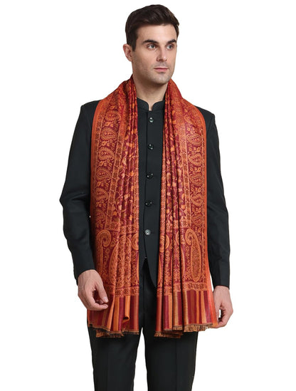 Weavers Villa Mens Acro Wool Blended Shawl - Handloom Woven Paisley Pattern - Stoles for Men - Gents Shawls - Soft & Warm Wrap