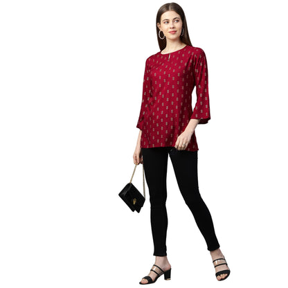 Anni Designer WomenS Cotton Regular Top (Tp-Cot-10166-Red_M_Red_Medium)