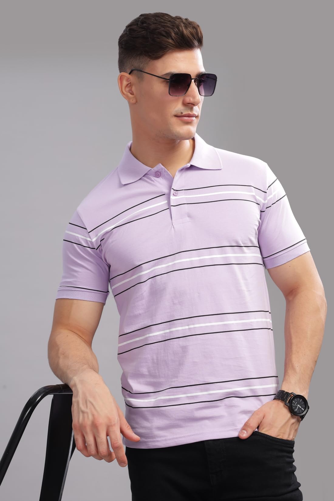 ADRO Regular Fit Polo T-Shirt for Men| Printed Polo T-Shirt | Cotton Polo T Shirt Also in Plus Size|Pnop24-L1-Ptnbwh