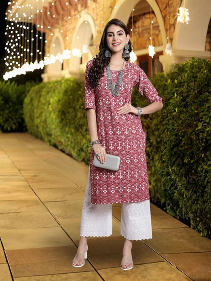 Pinkmint WomenS Crepe Kurti Round Neck Straight Kurti For Women Comfortable Kurti Regular Wear Kurti For WomenS (Pack Of 6)