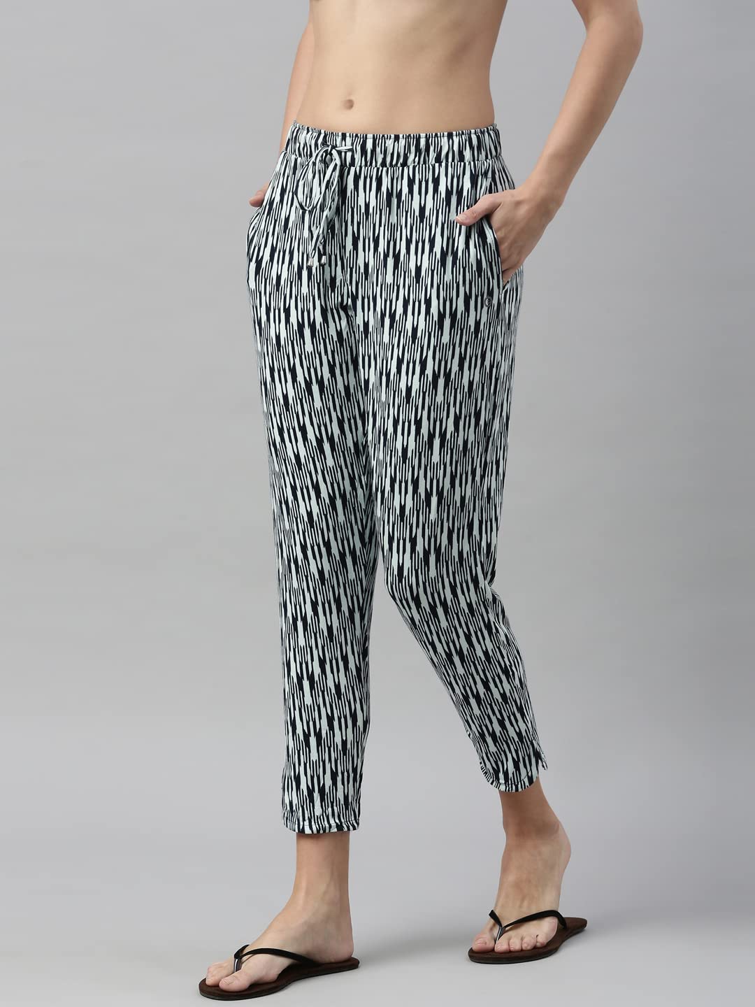 Enamor Essentials Womens Mid Rise 7/8th Relaxed Fit Soft & Drapey 4 Way Stretch Viscose Spandex Lounge Pants with 2 Side Pocket