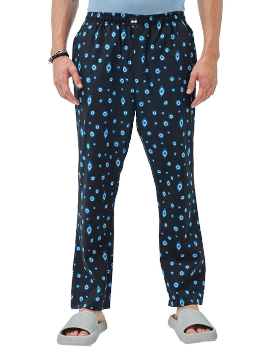 Bewakoof Mens All Over Printed Regular Fit Cotton Pyjama_ 604930 Blue S