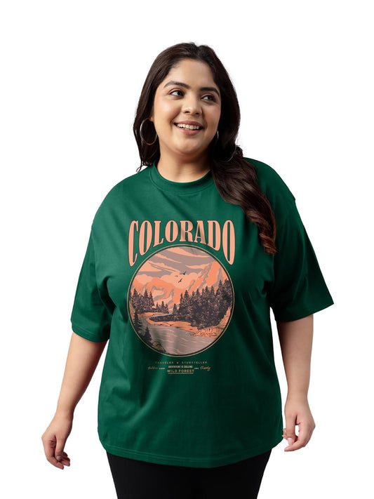 Juneberry 100% Pure Cotton Oversized Fit Latest & Trendy All Over Prints Half Sleeve Plus Size T-Shirt For Women & Girls (Ps_Jbc
