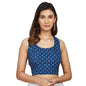 Fabindia WomenS Cotton Printed Sleeveless Regular Fit Blouse (1018511Indigo_Indigo