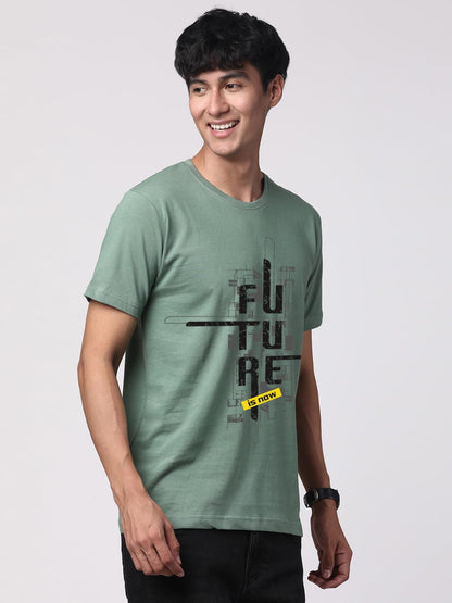 ADRO Men's Graphic Printed 100% Cotton T-Shirt - Regular Fit, Printed T-Shirts for Men (RN24-FTR-PT_Pista)