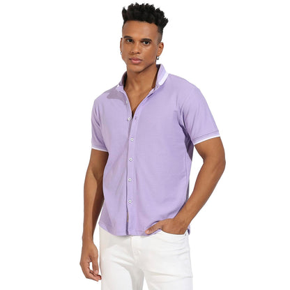 Campus Sutra Mens Regular Fit Shirt (CBSSSM23_CSMSSRT5654_Lavender