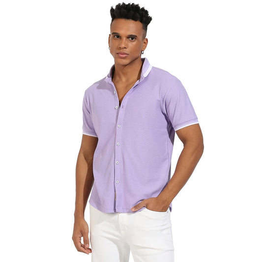 Campus Sutra Mens Regular Fit Shirt (CBSSSM23_CSMSSRT5654_Lavender