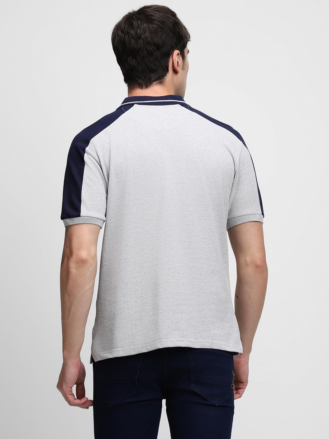 Dennis Lingo Mens Cotton Grey Polo Neck T-Shirt (Solid)