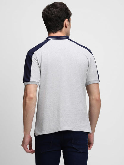 Dennis Lingo Mens Cotton Grey Polo Neck T-Shirt (Solid)