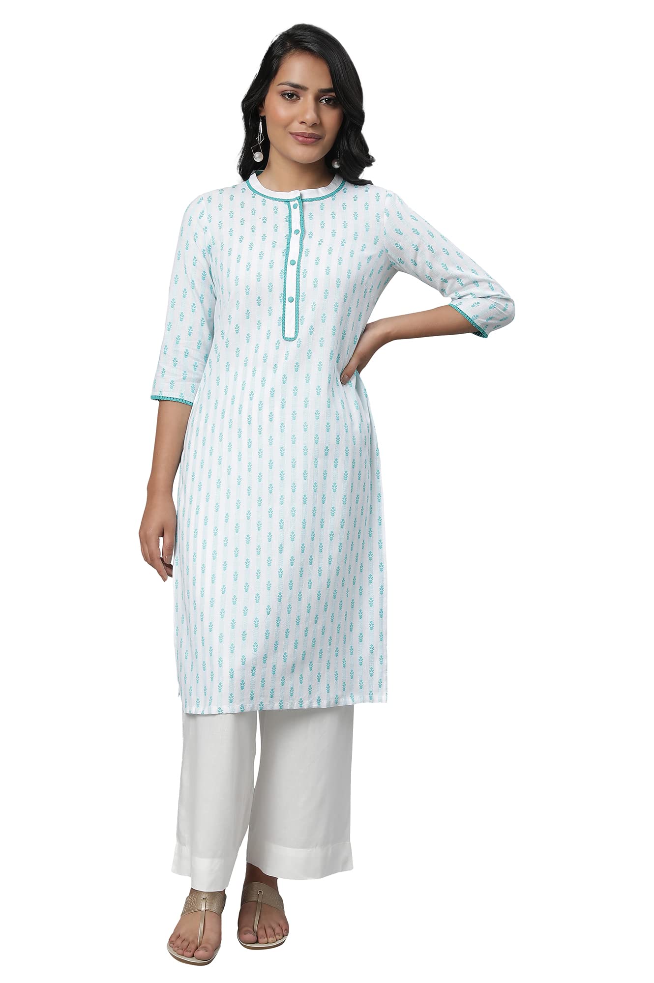 Aurelia Women'S Cotton Floral Regular Kurta (23Fea13796P-703842_Blue